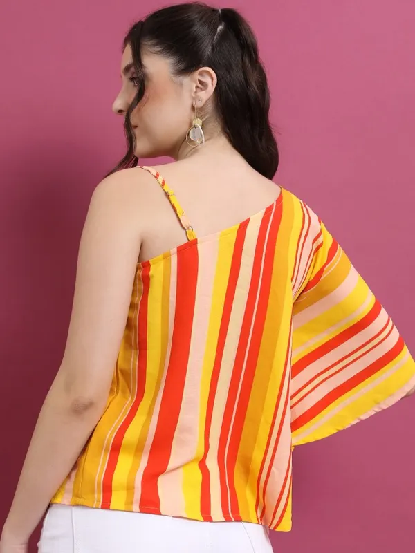  Vishudh Women Yellow Striped Regular Tops