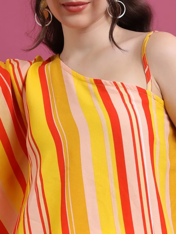  Vishudh Women Yellow Striped Regular Tops