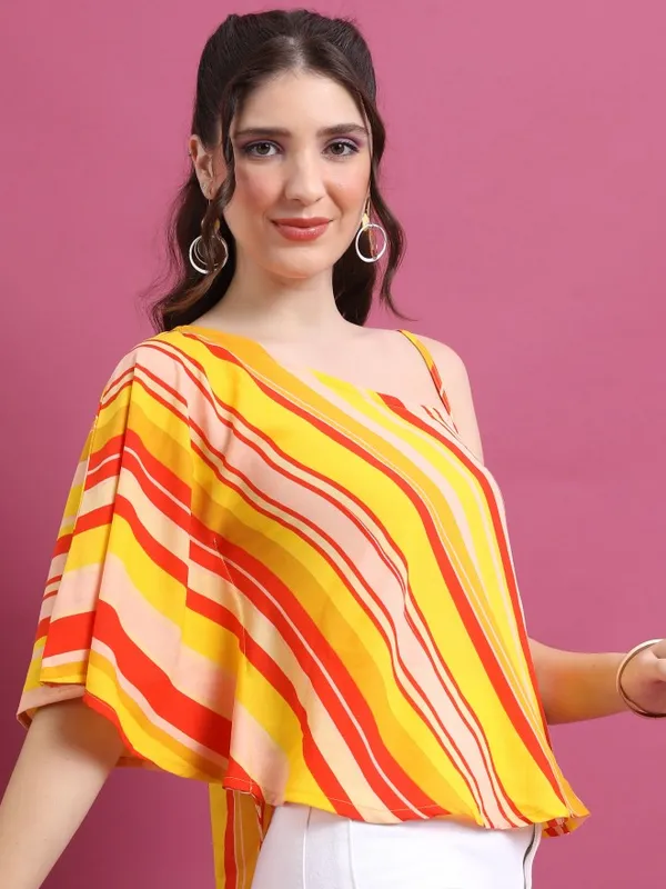  Vishudh Women Yellow Striped Regular Tops