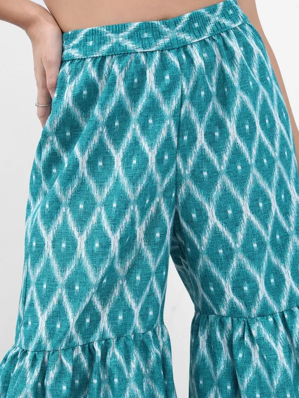  Ketch Women Teal Printed Kurta Sets
