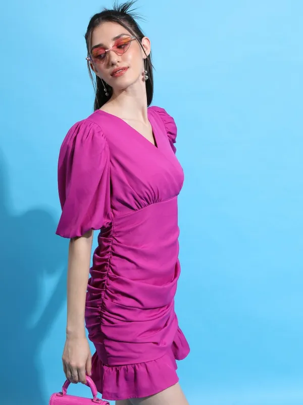Ketch Women Pink Solid Wrap Dress
