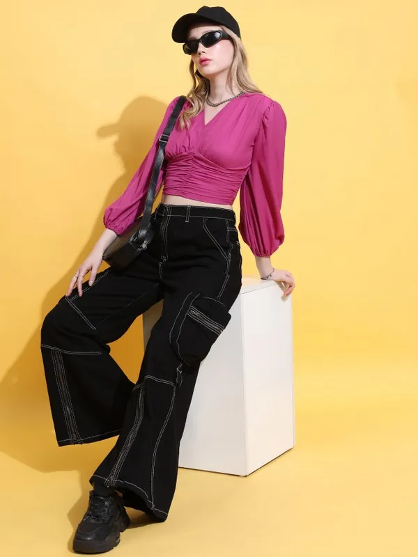  Ketch Women Pink Solid Regular Tops