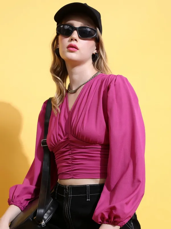  Ketch Women Pink Solid Regular Tops