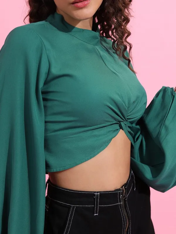  Ketch Women Green Solid Regular Tops