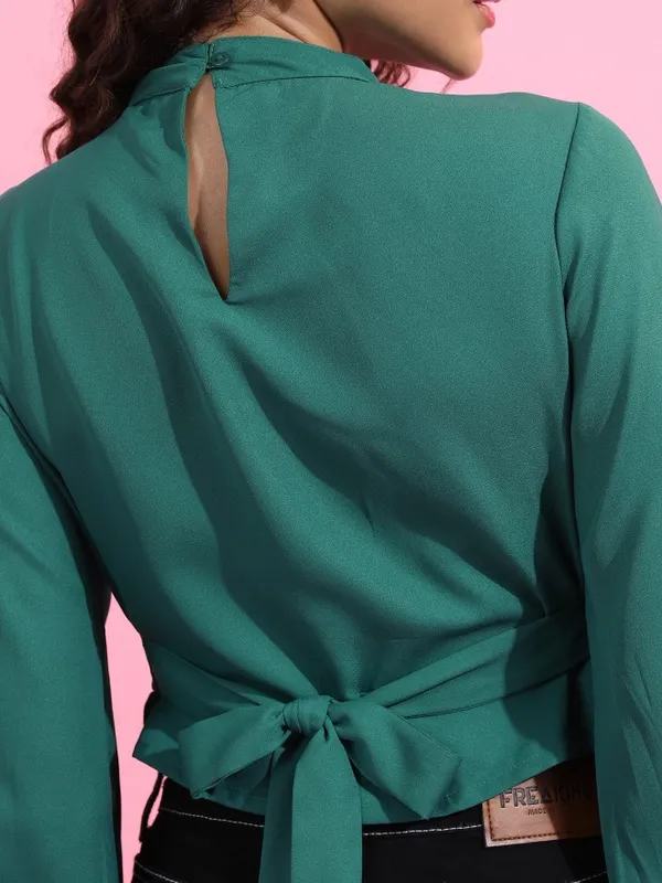  Ketch Women Green Solid Regular Tops