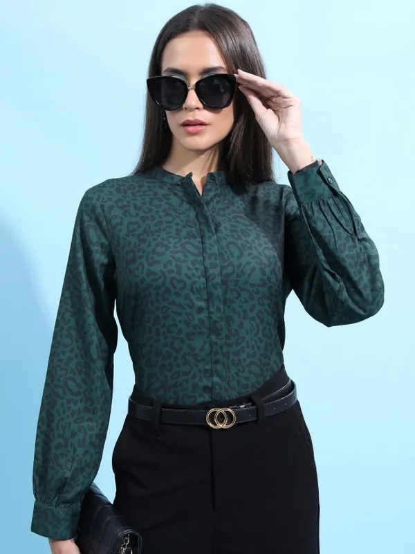  Tokyo Talkies Women Green Printed Casual Shirts