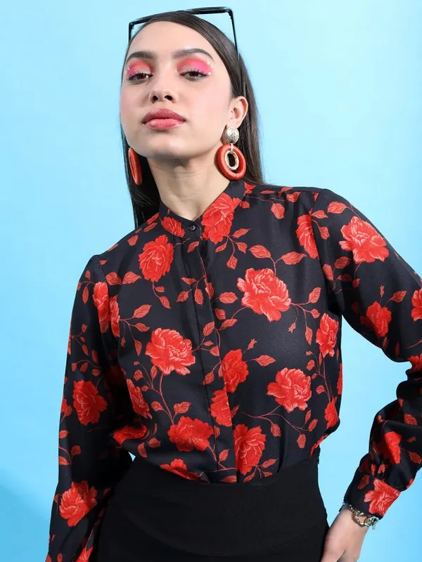  Tokyo Talkies Women Black Printed Casual Shirts