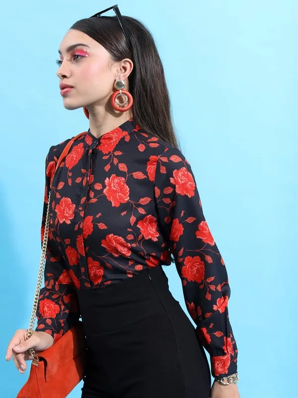  Tokyo Talkies Women Black Printed Casual Shirts