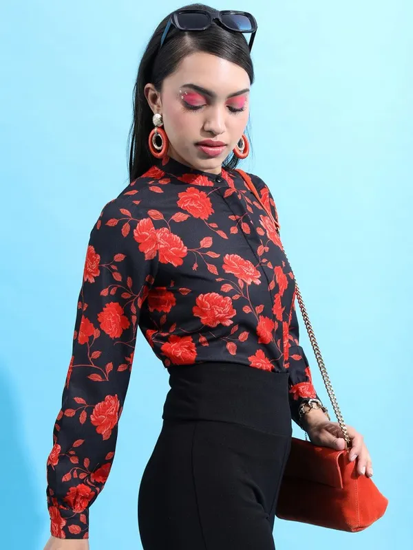  Tokyo Talkies Women Black Printed Casual Shirts