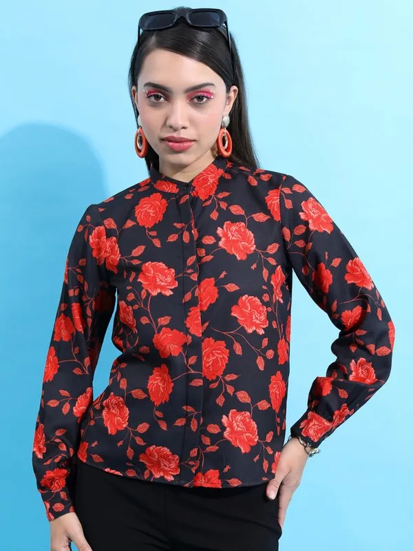 Tokyo Talkies Women Black Printed Casual Shirts