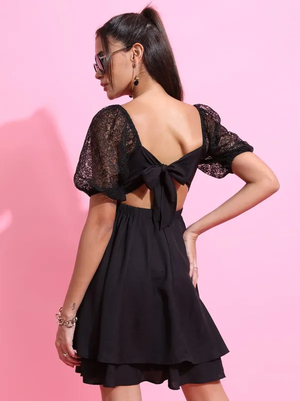  Tokyo Talkies Women Black Solid Fit And Flare Dresses