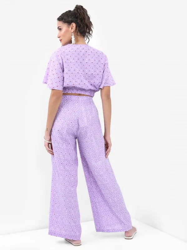 Vishudh Women Lavender Top With Palazzo