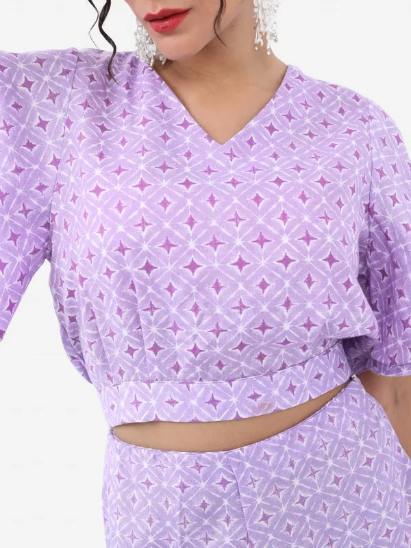 Vishudh Women Lavender Top With Palazzo