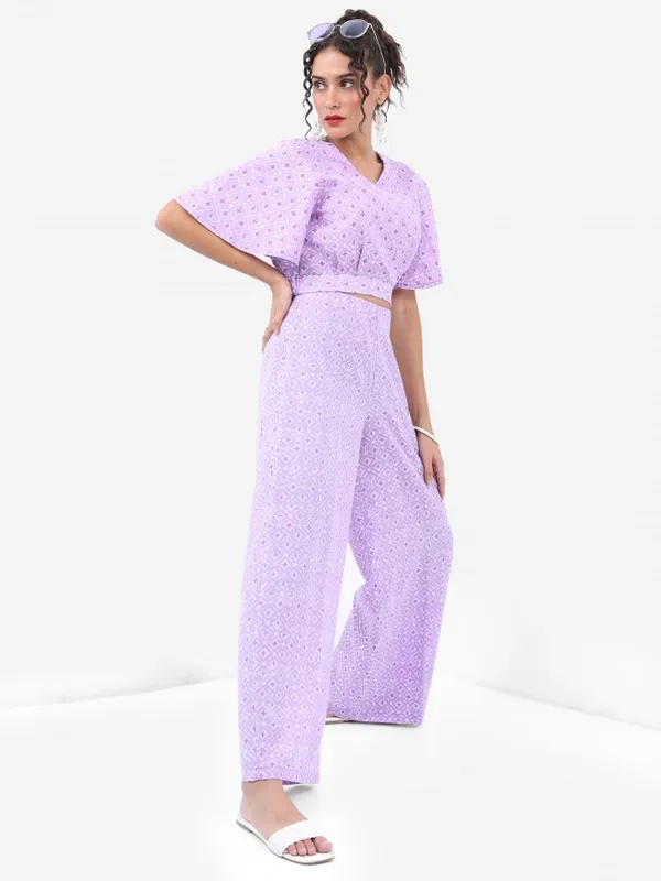 Vishudh Women Lavender Top With Palazzo
