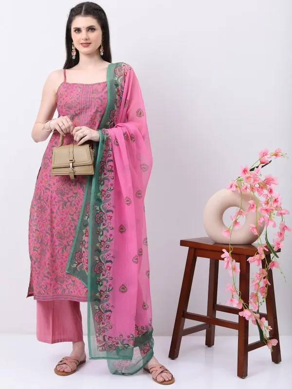  Ketch Women Pink Printed Kurta Sets
