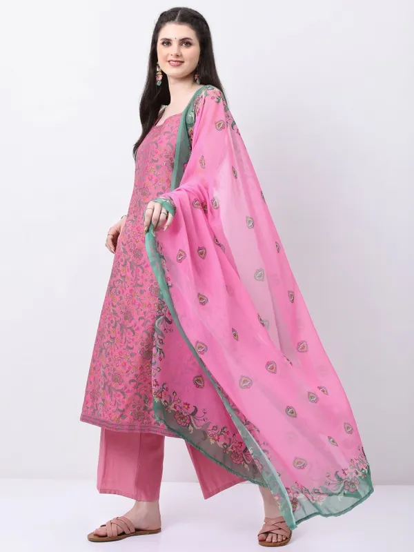  Ketch Women Pink Printed Kurta Sets