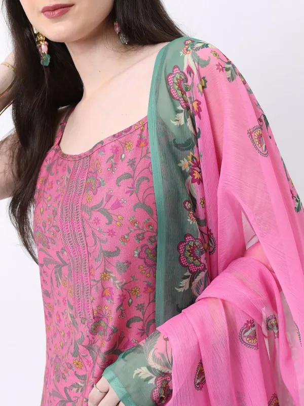  Ketch Women Pink Printed Kurta Sets