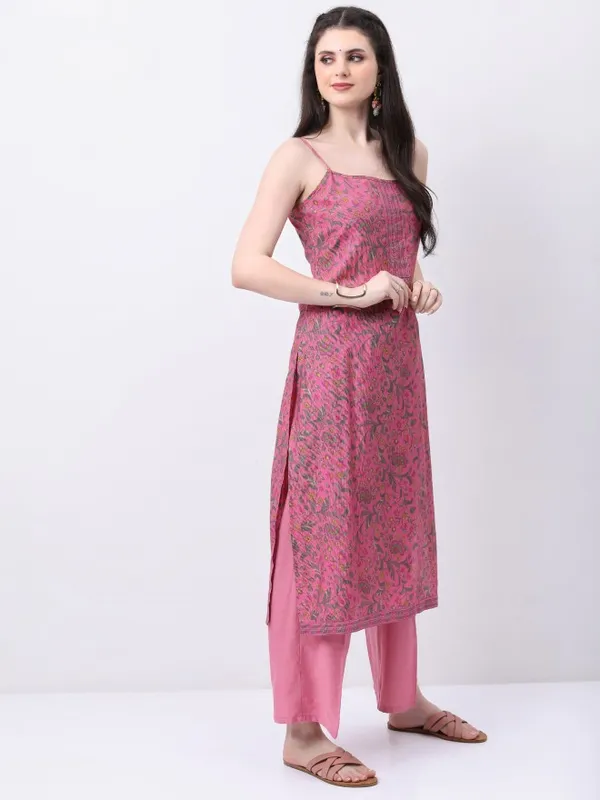  Ketch Women Pink Printed Kurta Sets
