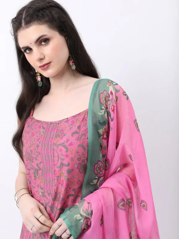  Ketch Women Pink Printed Kurta Sets