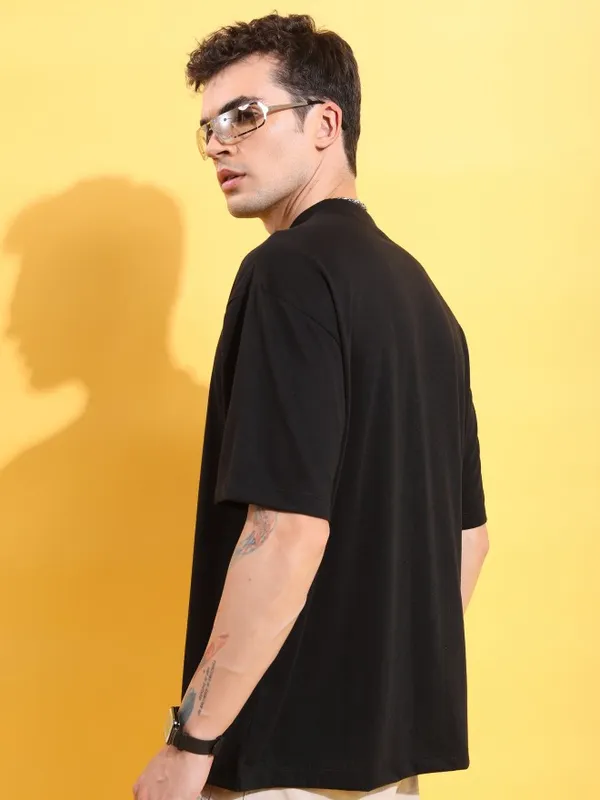  Ketch Men Black Printed Round Neck T-Shirts