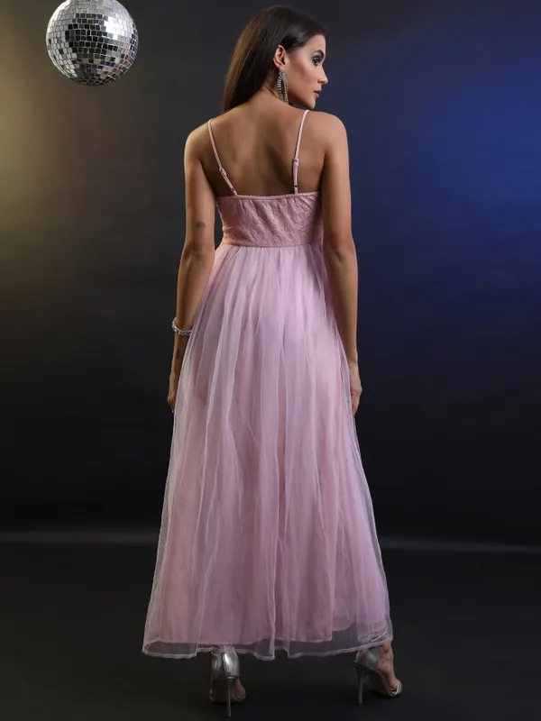  Tokyo Talkies Women Pink Self Design Maxi Dresses
