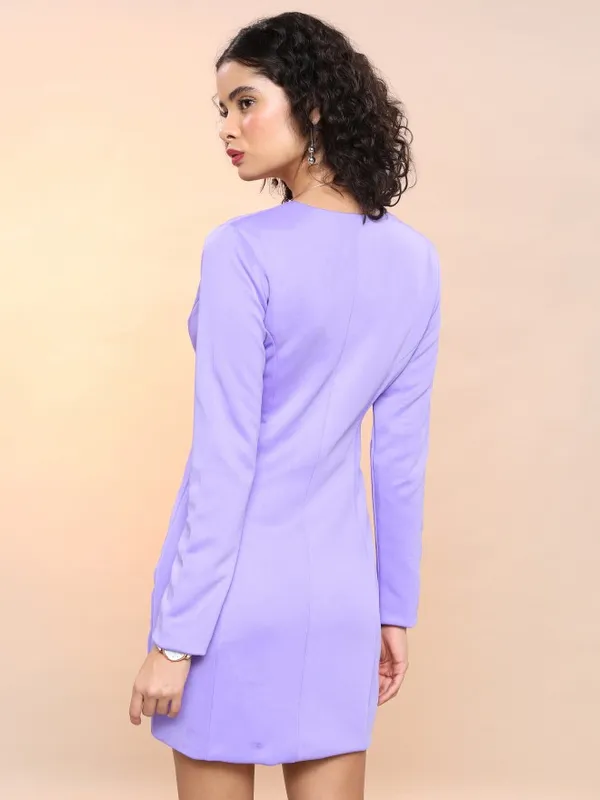  Tokyo Talkies Women Purple Solid Blazer Dresses Dresses