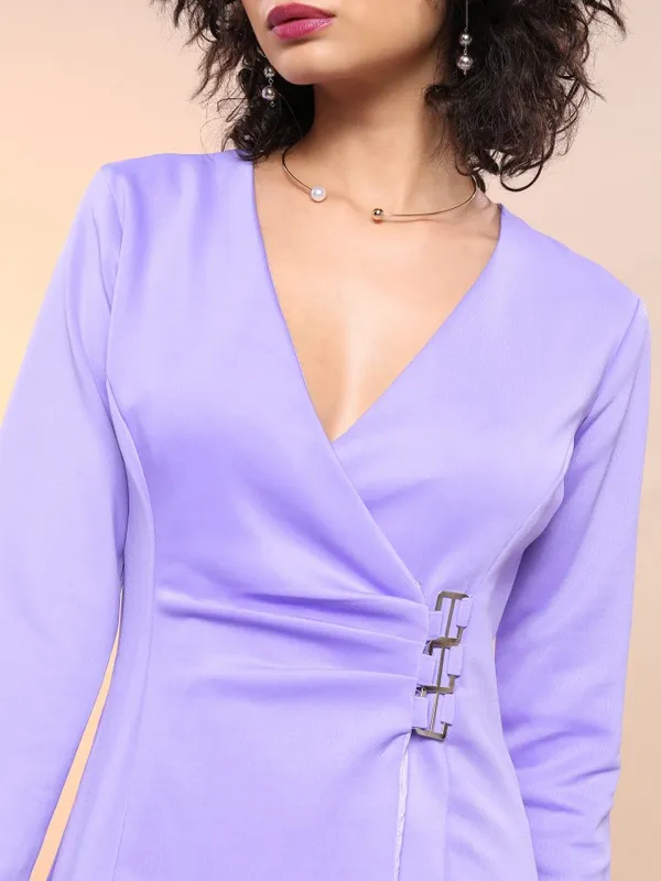  Tokyo Talkies Women Purple Solid Blazer Dresses Dresses