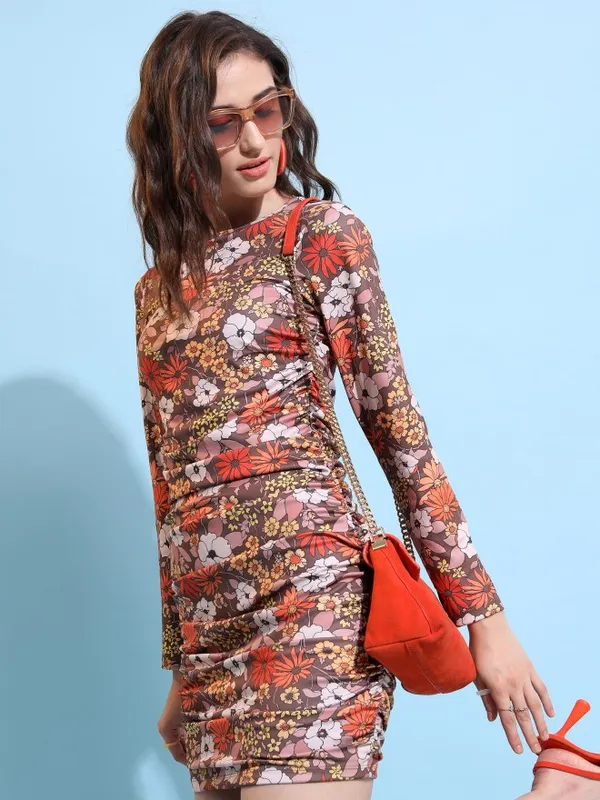  Ketch Women Brown Printed Bodycon Dresses