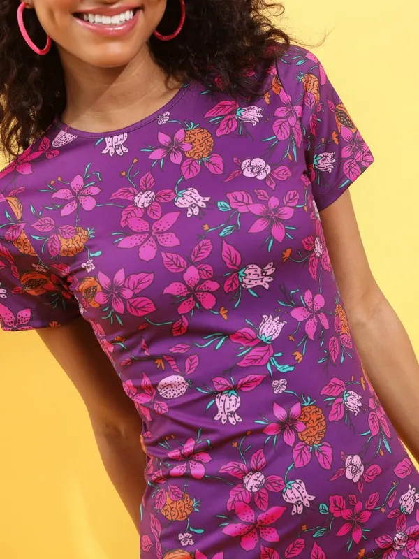  Tokyo Talkies Women Purple Printed Bodycon Dresses
