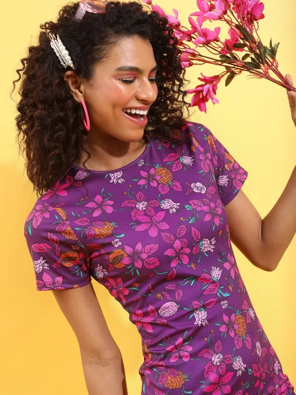  Tokyo Talkies Women Purple Printed Bodycon Dresses