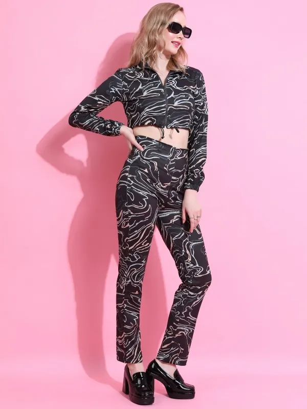 Tokyo Talkies Women Black Top With Trouser Co-Ords