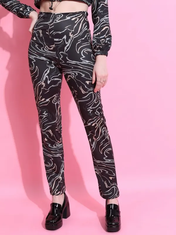 Tokyo Talkies Women Black Top With Trouser Co-Ords