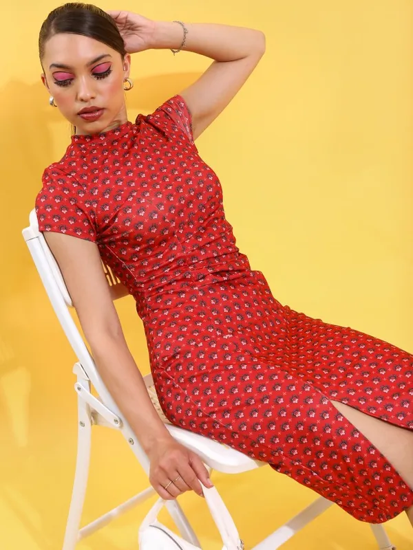  Tokyo Talkies Women Red Printed Dresses