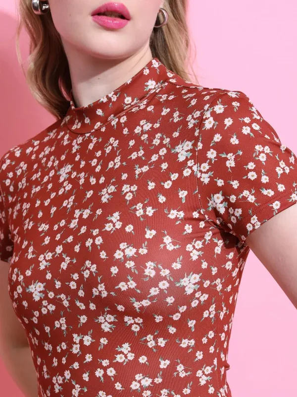  Ketch Women Maroon Printed Bodycon Dresses