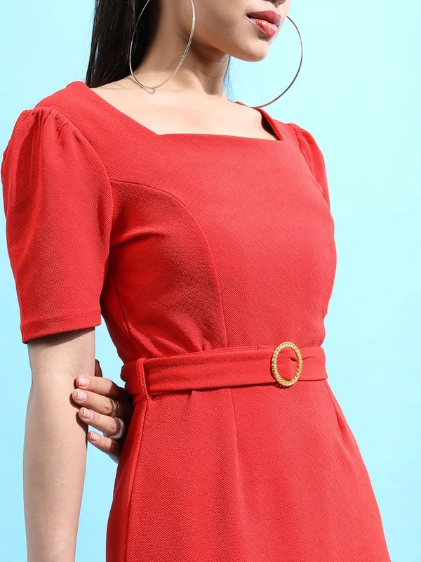  Tokyo Talkies Women Red Solid Sheath Dresses