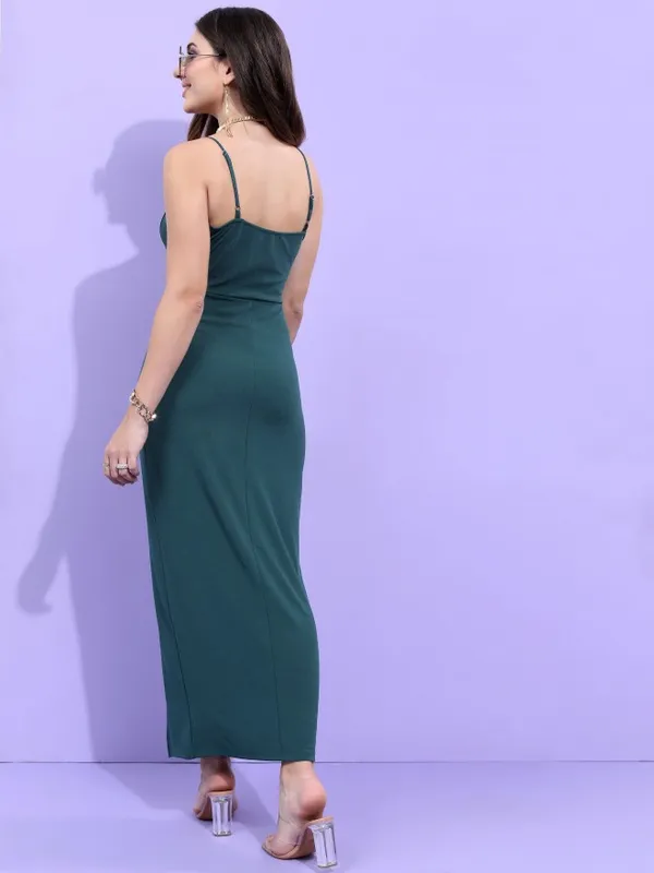  Tokyo Talkies Women Green Solid Maxi Dresses