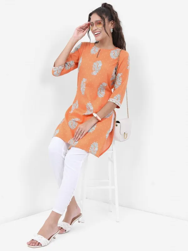 Keyhole Neck Printed Tunic