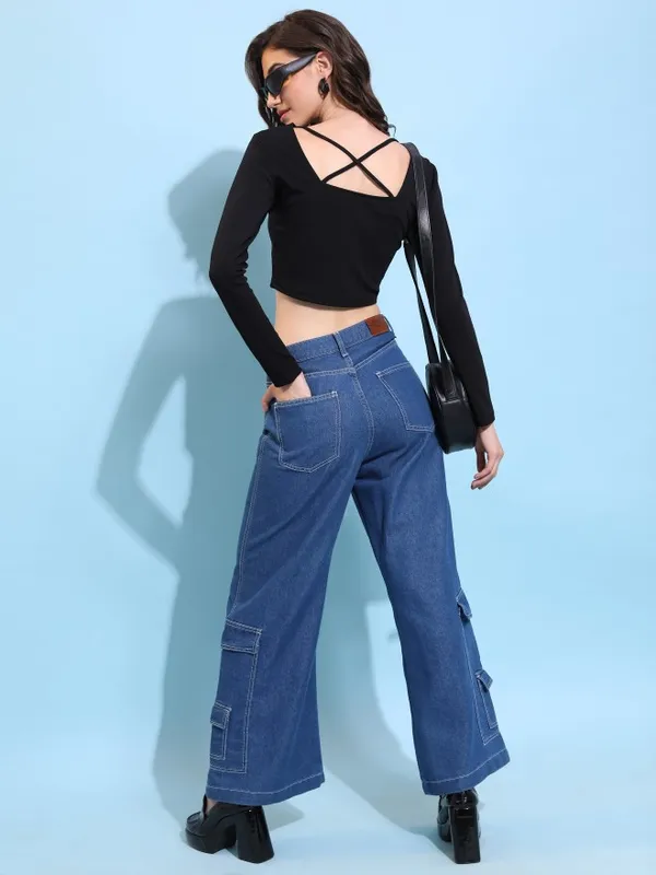  Tokyo Talkies Women Black Solid Fitted Tops