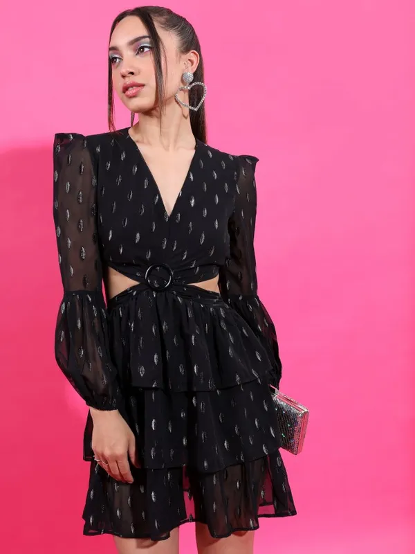  Tokyo Talkies Women Black Printed Fit And Flare Dresses