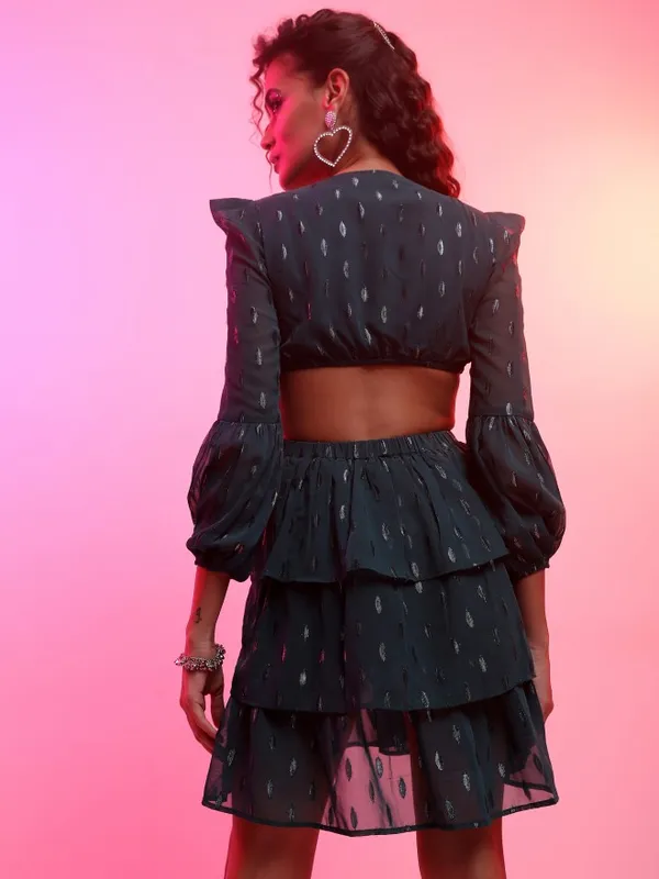 Self Design Fit And Flare Dress