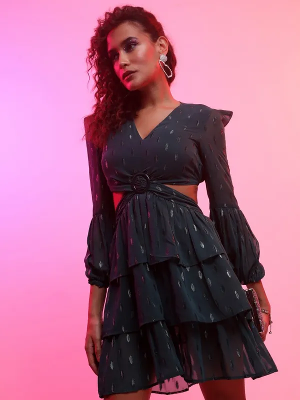 Self Design Fit And Flare Dress