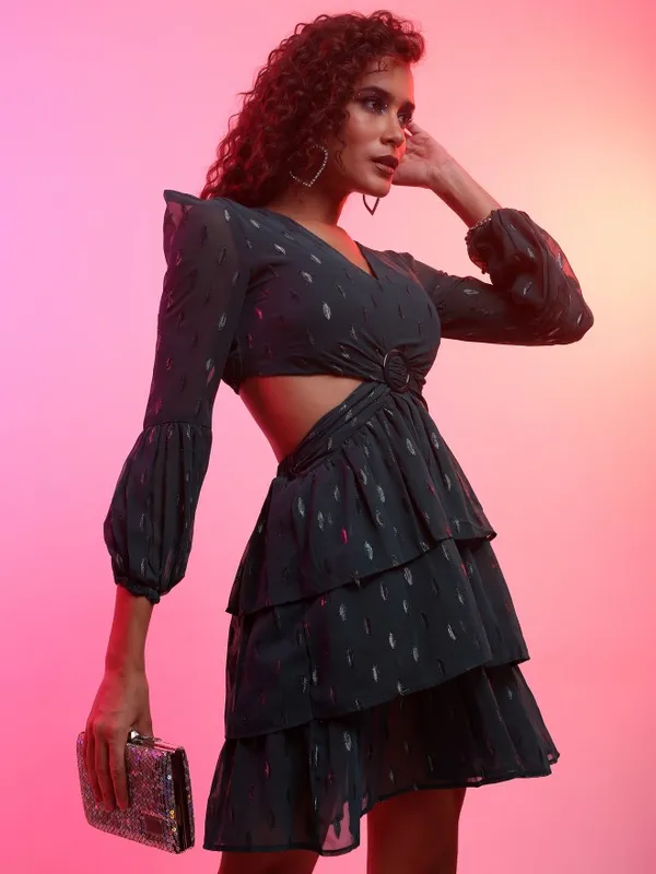 Self Design Fit And Flare Dress