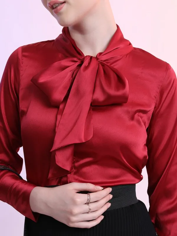  Ketch Women Maroon Solid Casual Shirts