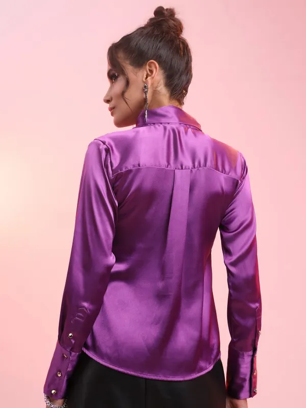  Ketch Women Purple Solid Casual Shirts
