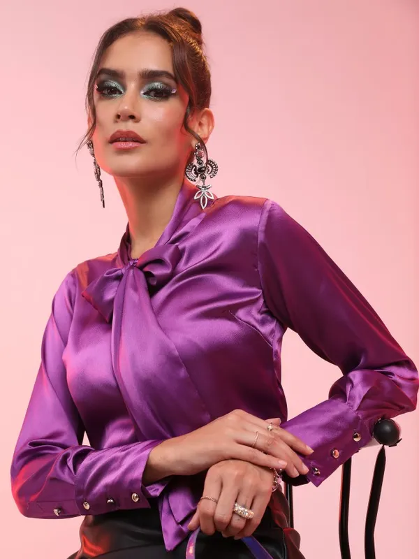  Ketch Women Purple Solid Casual Shirts