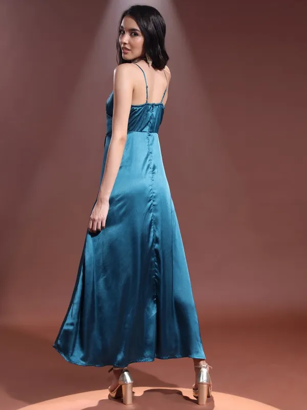 Tokyo Talkies Women Teal Solid Wrap Dresses