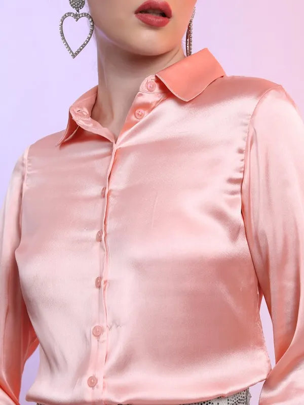 Tokyo Talkies Women Pink Solid Casual Shirt