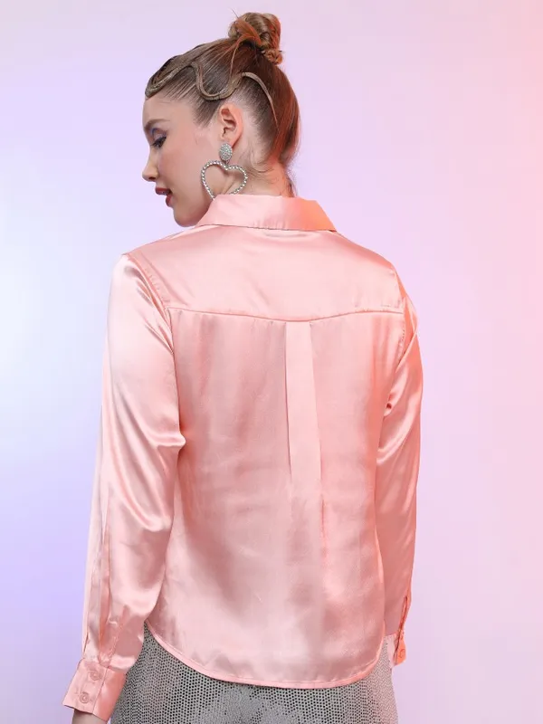  Tokyo Talkies Women Pink Solid Casual Shirts