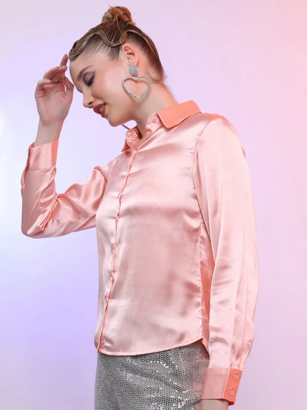  Tokyo Talkies Women Pink Solid Casual Shirts