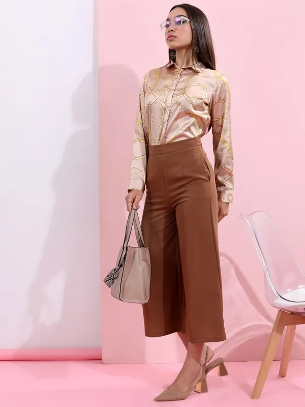  Tokyo Talkies Women Beige Printed Casual Shirts